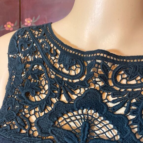 Black A-Line Dress with Black Crochet Lace Size Small NWT - Picture 6 of 11